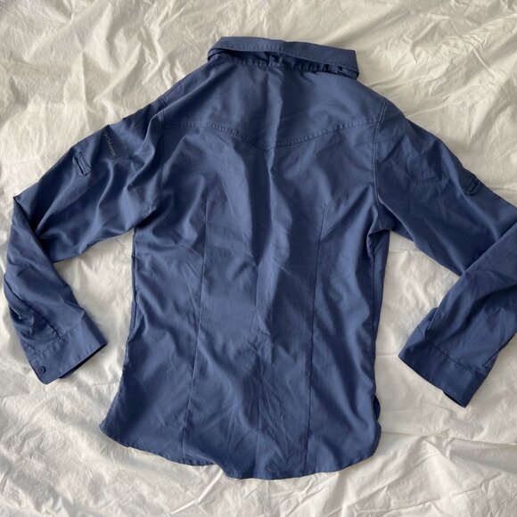 Columbia Omni Shade Sun Protection Blue Button Down Shirt - Picture 3 of 5